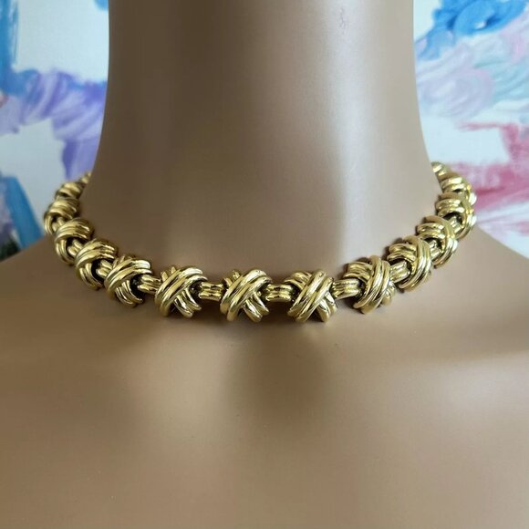 Vintage! Tiffany & Co. 18k Yellow Gold Large X Classic Signature Necklace - Picture 7 of 12